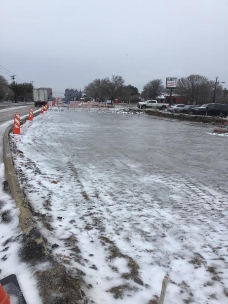Snow and Ice on Midway Road Construction area